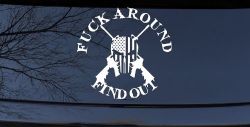 FAFO F*ck Around and Find Out with Flag Skull AR 15 Country Car or Truck Window Decal Sticker