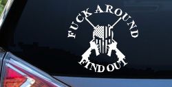 FAFO F*ck Around and Find Out with Flag Skull AR 15 Country Car or Truck Window Decal Sticker