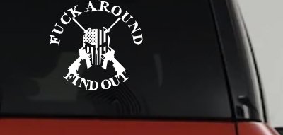 FAFO F*ck Around and Find Out with Flag Skull AR 15 Country Car or Truck Window Vinyl Decal Sticker