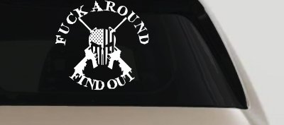 FAFO F*ck Around and Find Out with Flag Skull AR 15 Country Car or Truck Window Vinyl Decal Sticker