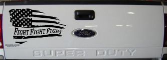 Fight Fight Fight American Flag Patriotic Car or Truck Window Decal Sticker (Black)