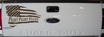 Fight Fight Fight American Flag Patriotic Car or Truck Window Decal Sticker (Brown)