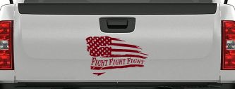 Fight Fight Fight American Flag Patriotic Car or Truck Window Decal Sticker (Burgundy)
