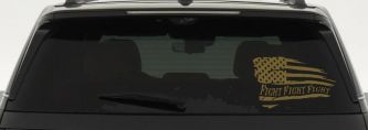 Fight Fight Fight American Flag Patriotic Car or Truck Window Decal Sticker (Gold)