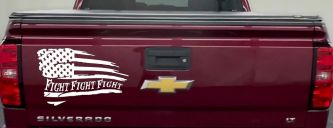 Fight Fight Fight American Flag Patriotic Car or Truck Window Vinyl Decal Sticker (White)