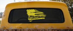 Fight Fight Fight American Flag Patriotic Car or Truck Window Decal Sticker (Yellow)
