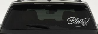Blessed Mom Car or Truck Window Vinyl Decal Sticker (Light Gray)