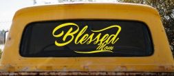 Blessed Mom Car or Truck Window Vinyl Decal Sticker (Yellow)