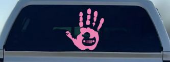 Muddy Wave Hand with Rubber Duck Off Road Car or Truck Window Decal Sticker (Pink)