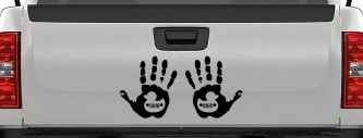 2 pack Left and Right Muddy Wave Hand Rubber Duck Off Road Car or Truck Window Decal Sticker (Black)