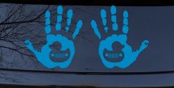 2 pack Left and Right Muddy Wave Hand Rubber Duck Off Road Car or Truck Window Decal Sticker (Blue)