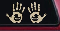 2 pack Left and Right Muddy Wave Hand Rubber Duck Off Road Car or Truck Window Vinyl Decal Sticker (Desert Sand)