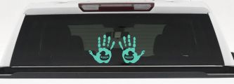 2 pack Left and Right Muddy Wave Hand Rubber Duck Off Road Car or Truck Window Decal Sticker (Mint)