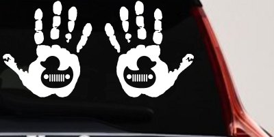 2 pack Left and Right Muddy Wave Hand Rubber Duck Off Road Car or Truck Window Vinyl Decal Sticker