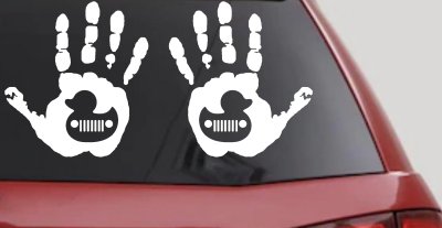 2 pack Left and Right Muddy Wave Hand Rubber Duck Off Road Car or Truck Window Vinyl Decal Sticker