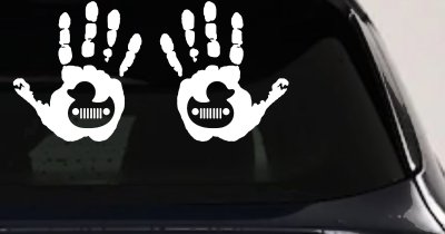 2 pack Left and Right Muddy Wave Hand Rubber Duck Off Road Car or Truck Window Vinyl Decal Sticker