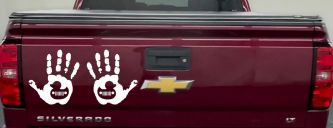 2 pack Left and Right Muddy Wave Hand Rubber Duck Off Road Car or Truck Window Vinyl Decal Sticker (White)