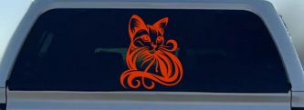 Swirl Cat Car or Truck Window Decal Sticker (Orange Red)
