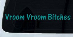 Vroom Vroom Bitches Funny Car or Truck Window Vinyl Decal Sticker (Turquoise)