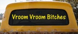 Vroom Vroom Bitches Funny Car or Truck Window Vinyl Decal Sticker (Yellow)