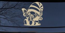 Gnome With Butterfly Butterflies Car or Truck Window Decal Sticker (Desert Sand)