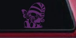 Gnome With Butterfly Butterflies Car or Truck Window Decal Sticker (Violet)