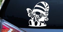 Gnome With Butterfly Butterflies Car or Truck Window Decal Sticker