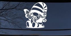 Gnome With Butterfly Butterflies Car or Truck Window Decal Sticker