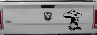 Big and small Mushroom with Flowers Car or Truck Window Decal Sticker (Black)