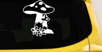 Big and small Mushroom with Flowers Car or Truck Window Vinyl Decal Sticker
