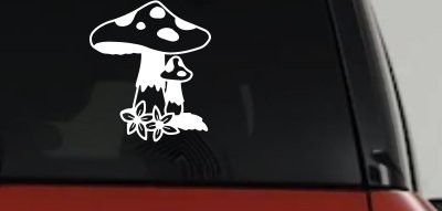Big and small Mushroom with Flowers Car or Truck Window Vinyl Decal Sticker