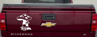 Big and small Mushroom with Flowers Car or Truck Window Decal Sticker (White)