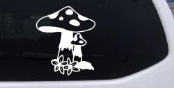 Big and small Mushroom with Flowers Car or Truck Window Decal Sticker