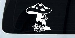 Big and small Mushroom with Flowers Car or Truck Window Decal Sticker