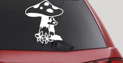 Big and small Mushroom with Flowers Car or Truck Window Vinyl Decal Sticker