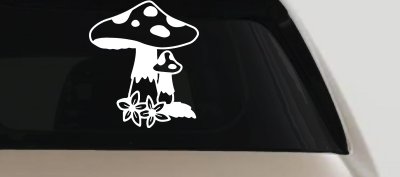 Big and small Mushroom with Flowers Car or Truck Window Vinyl Decal Sticker