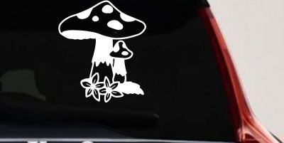 Big and small Mushroom with Flowers Car or Truck Window Vinyl Decal Sticker