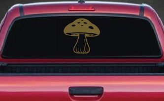 Mushroom Car or Truck Window Vinyl Decal Sticker (Gold)