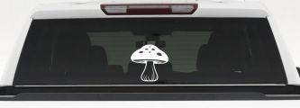 Mushroom Car or Truck Window Vinyl Decal Sticker (White)