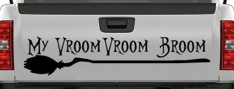 My Vroom Vroom Broom Car or Truck Window Vinyl Decal Sticker (Black)