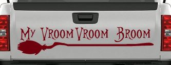 My Vroom Vroom Broom Car or Truck Window Vinyl Decal Sticker (Burgundy)