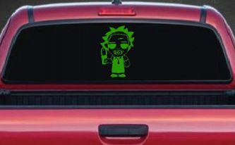 Leatherface Horror Kid Gothic Halloween Car or Truck Window Decal Sticker (Lime)