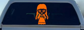 Annabelle Horror Kid Gothic Halloween Car or Truck Window Decal Sticker (Orange)