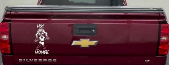 Hot Mombie Zombie Mom Girlie Car or Truck Window Vinyl Decal Sticker (White)