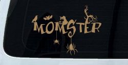Momster Gothic Halloween Car or Truck Window Decal Sticker (Light Brown)