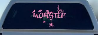 Momster Gothic Halloween Car or Truck Window Vinyl Decal Sticker (Pink)