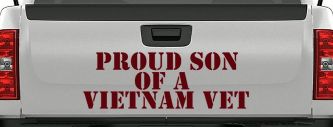 Proud Son Of A Vietnam Vet Car or Truck Window Decal Sticker (Purple Red)