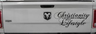 Christianity is not Just a Religion it's a Lifestyle Car or Truck Window Decal Sticker (Black)