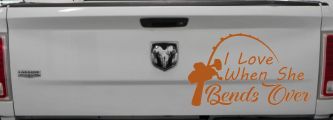 I Love When She Bends Over Fishing Pole Car or Truck Window Decal Sticker (Nut Brown)