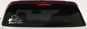 I Love When She Bends Over Fishing Pole Car or Truck Window Vinyl Decal Sticker (White)